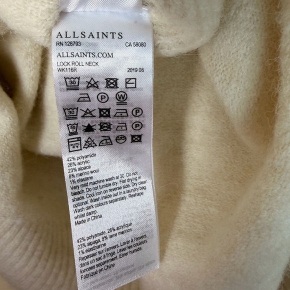 AllSaints Lock Roll Neck Asymmetric Sweater | Ivory | Small | EUC - Picture 10 of 13
